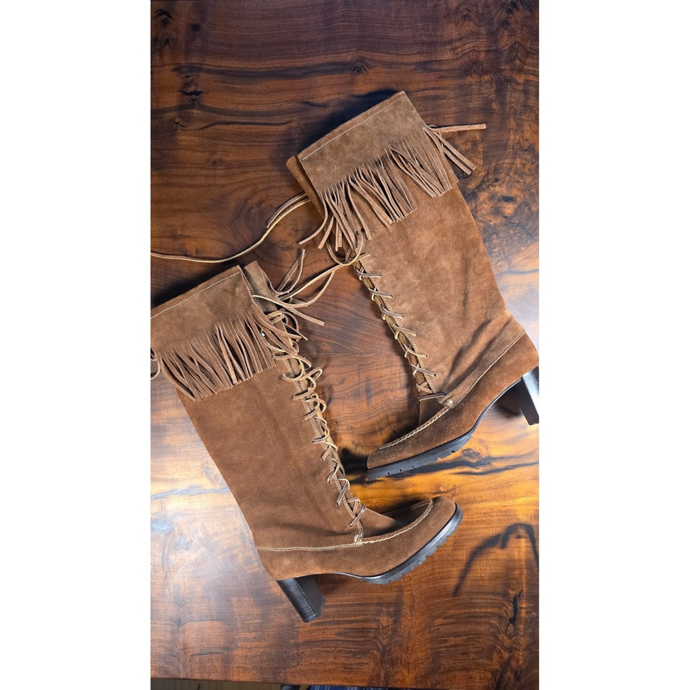 Polo Ralph Lauren VTG Fringe Lace Up BOHEMIAN FESTIVAL FAIRYCORE WESTERN
